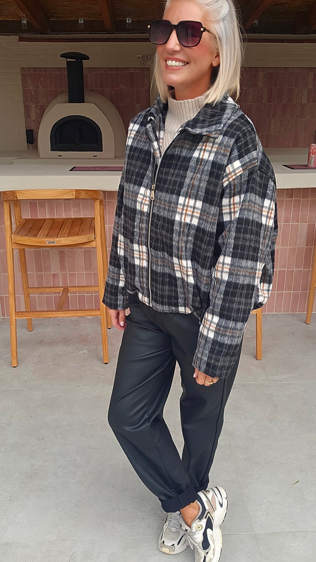 FANNY check jacket black