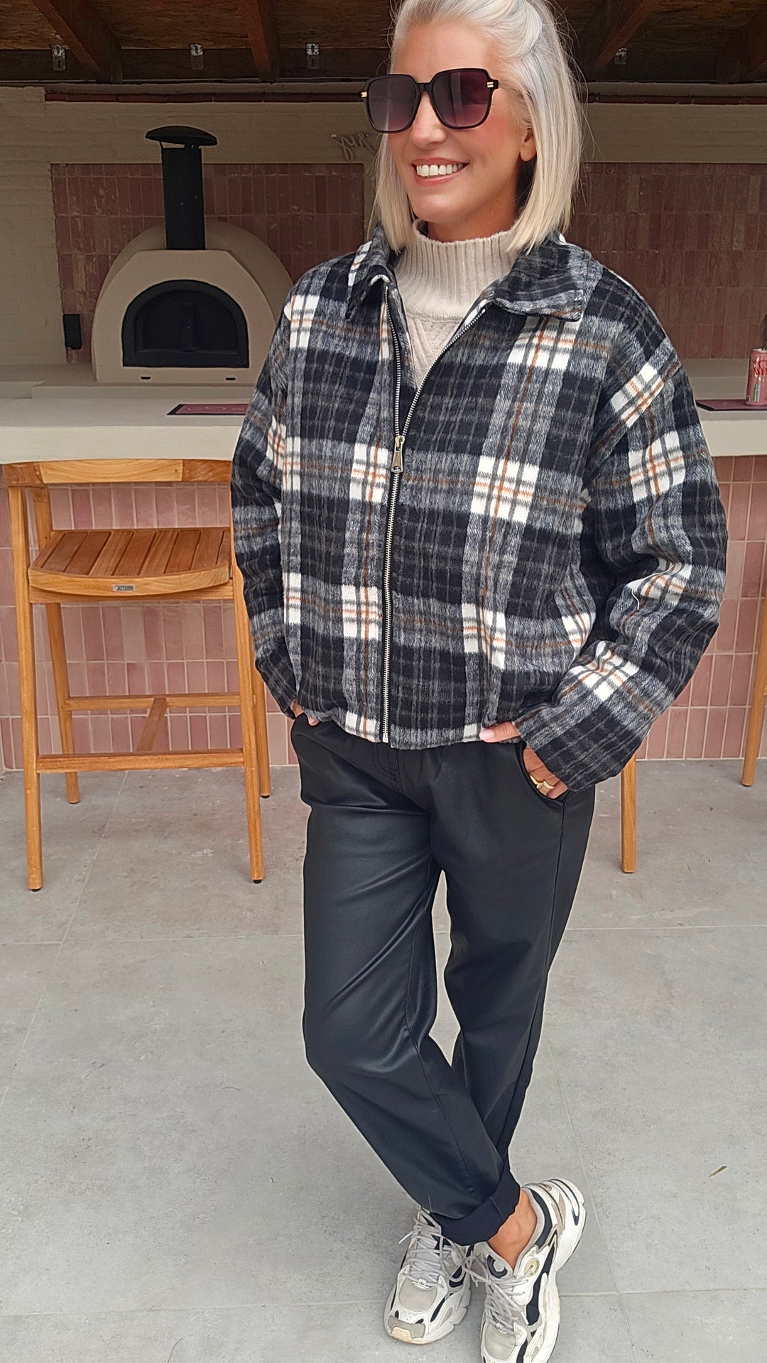 FANNY check jacket black