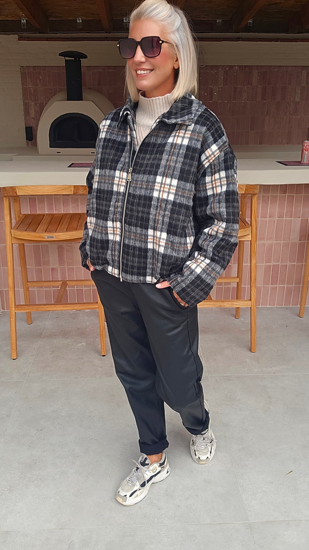 FANNY check jacket black