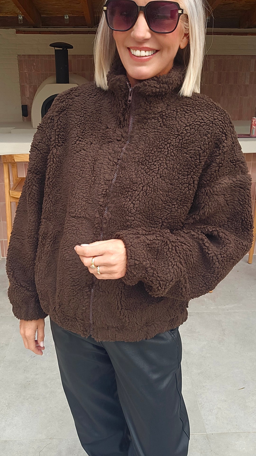 DINA teddy jacket chocolat
