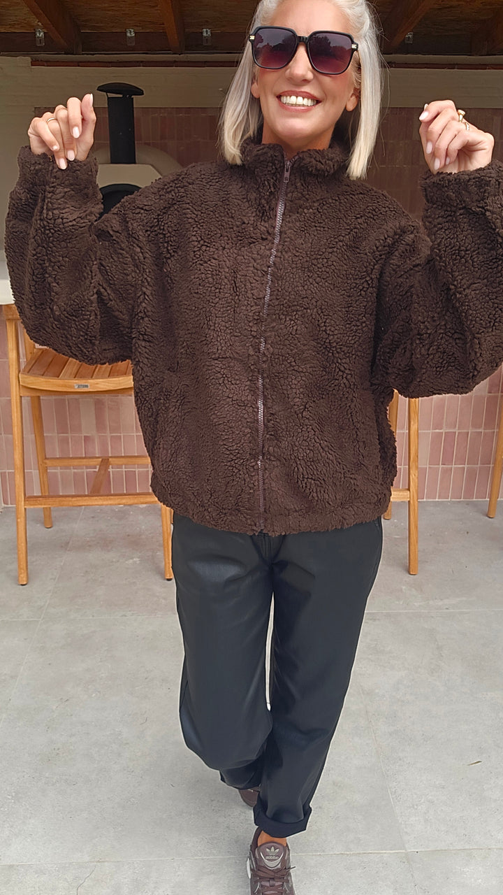 DINA teddy jacket chocolat