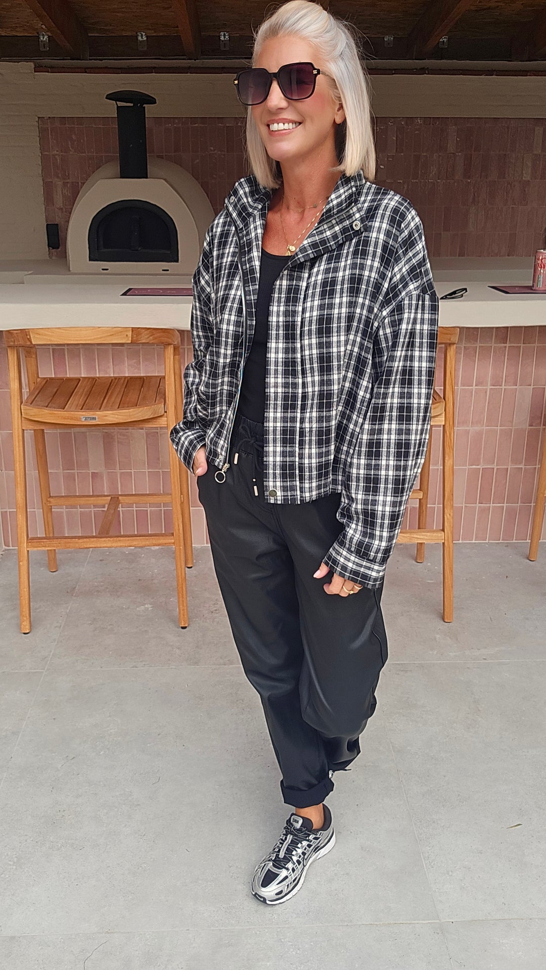 JANNA check jacket black