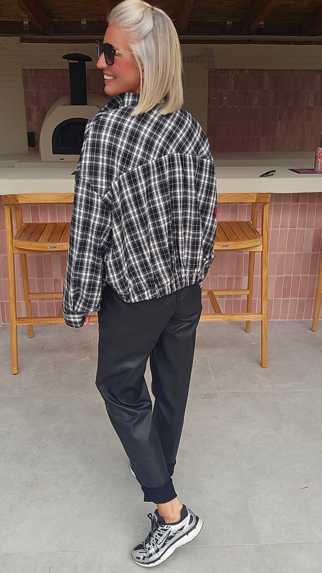 JANNA check jacket black