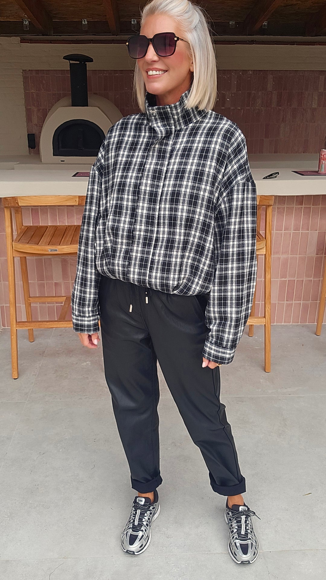 JANNA check jacket black