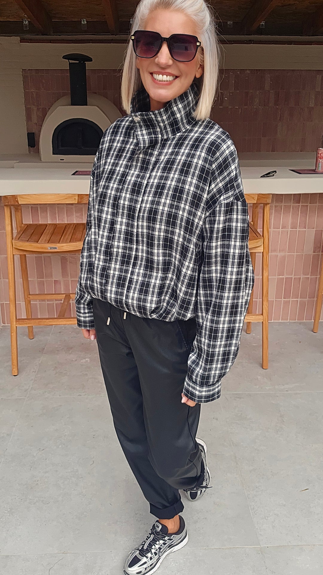 JANNA check jacket black