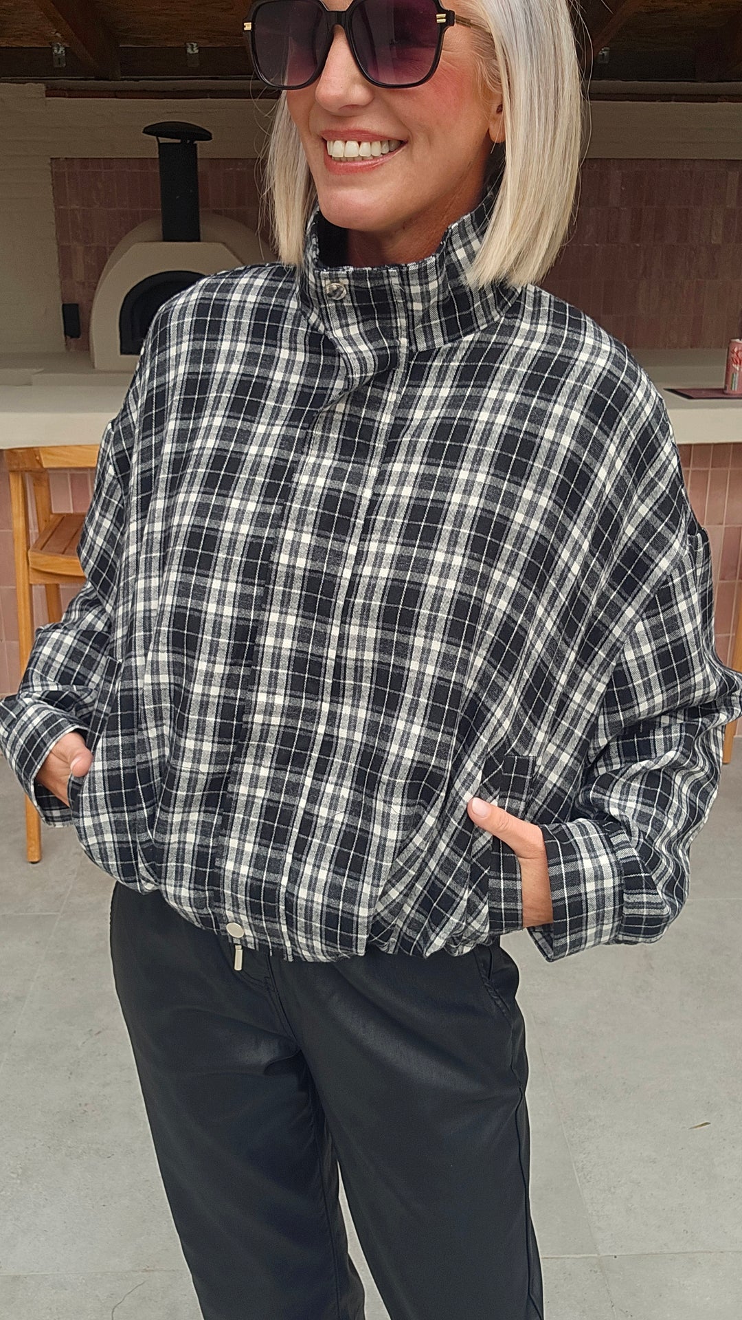 JANNA check jacket black
