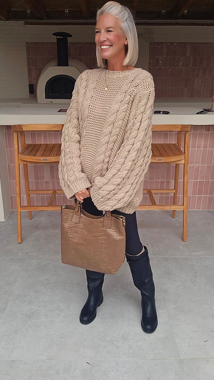 SAAR cable knit taupe