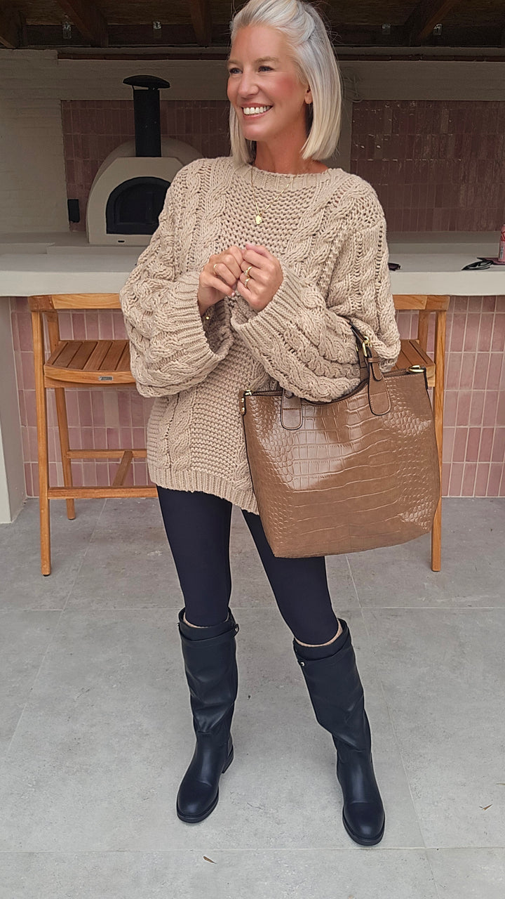 SAAR cable knit taupe