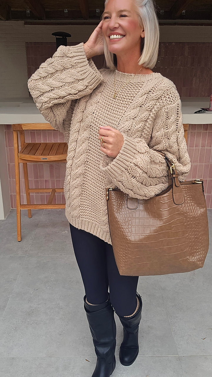 SAAR cable knit taupe