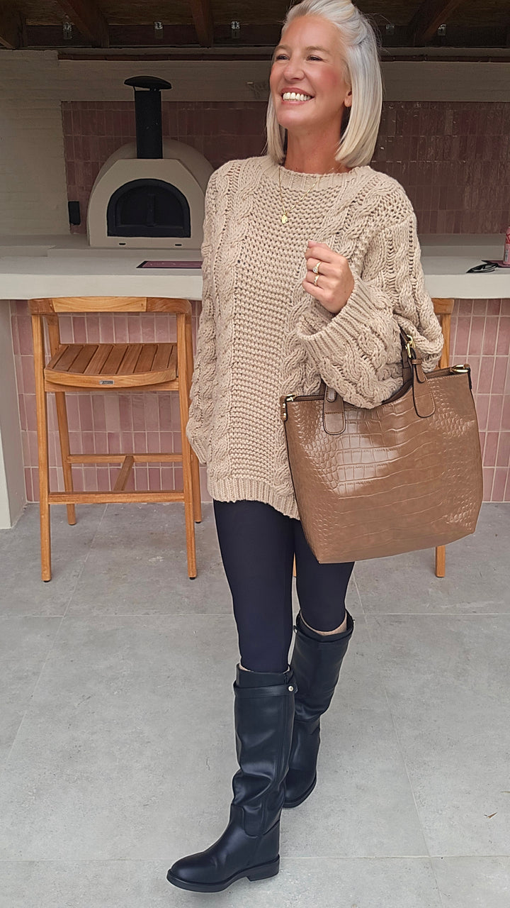 SAAR cable knit taupe