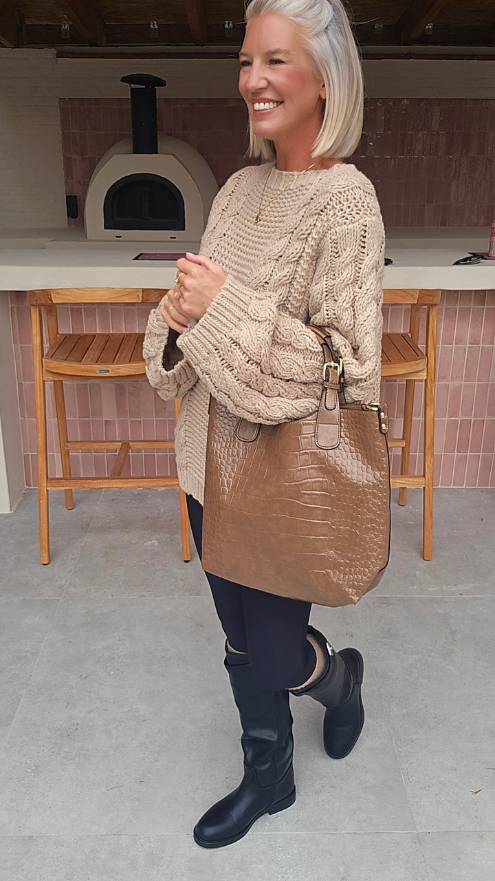 SAAR cable knit taupe