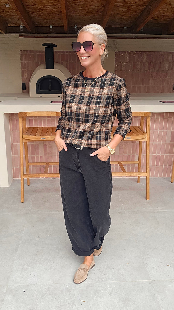 DAPHNE checked longsleeve black