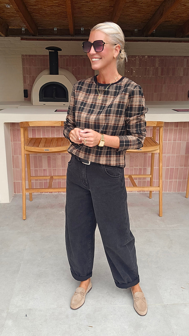 DAPHNE checked longsleeve black