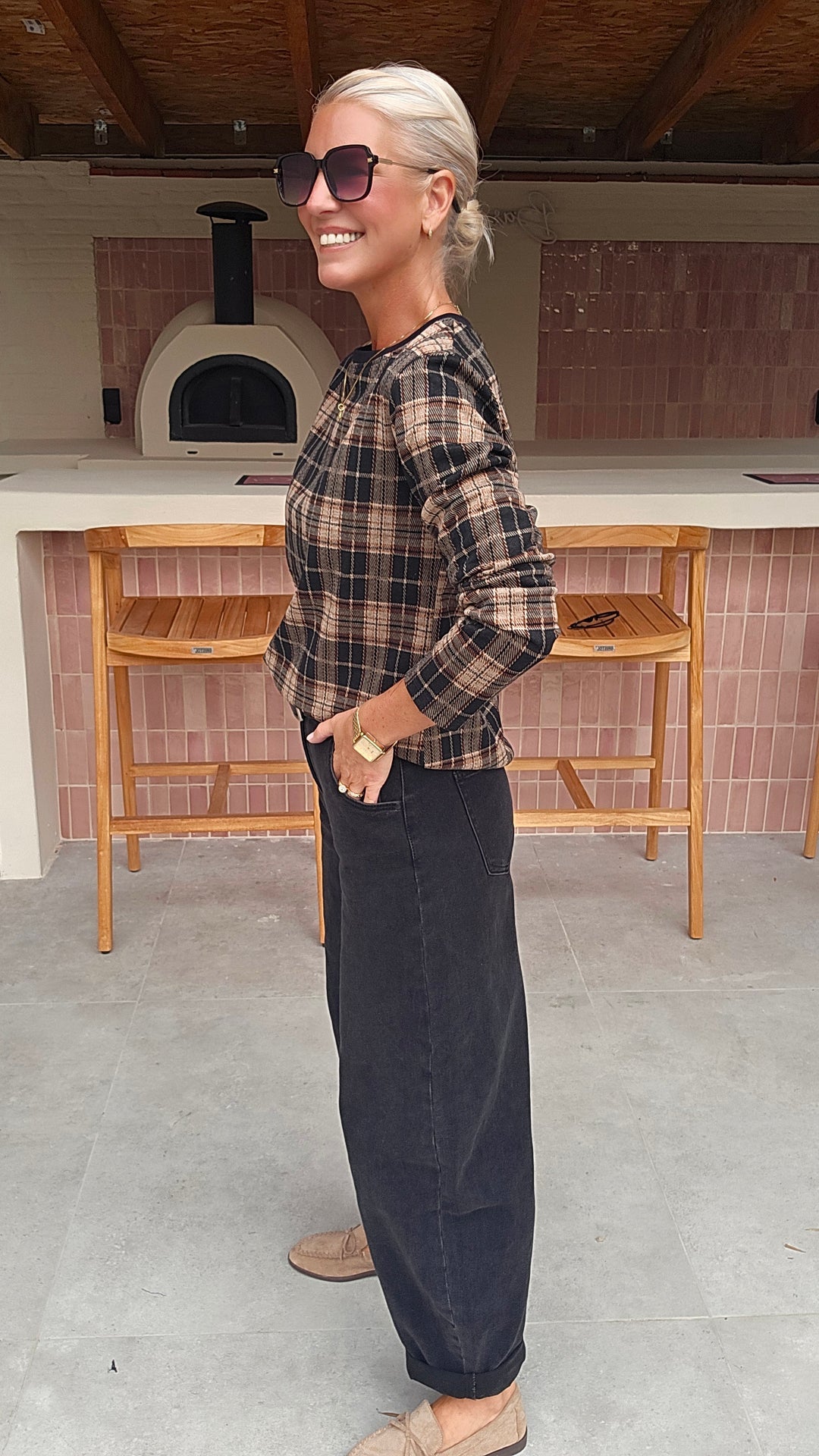 DAPHNE checked longsleeve black