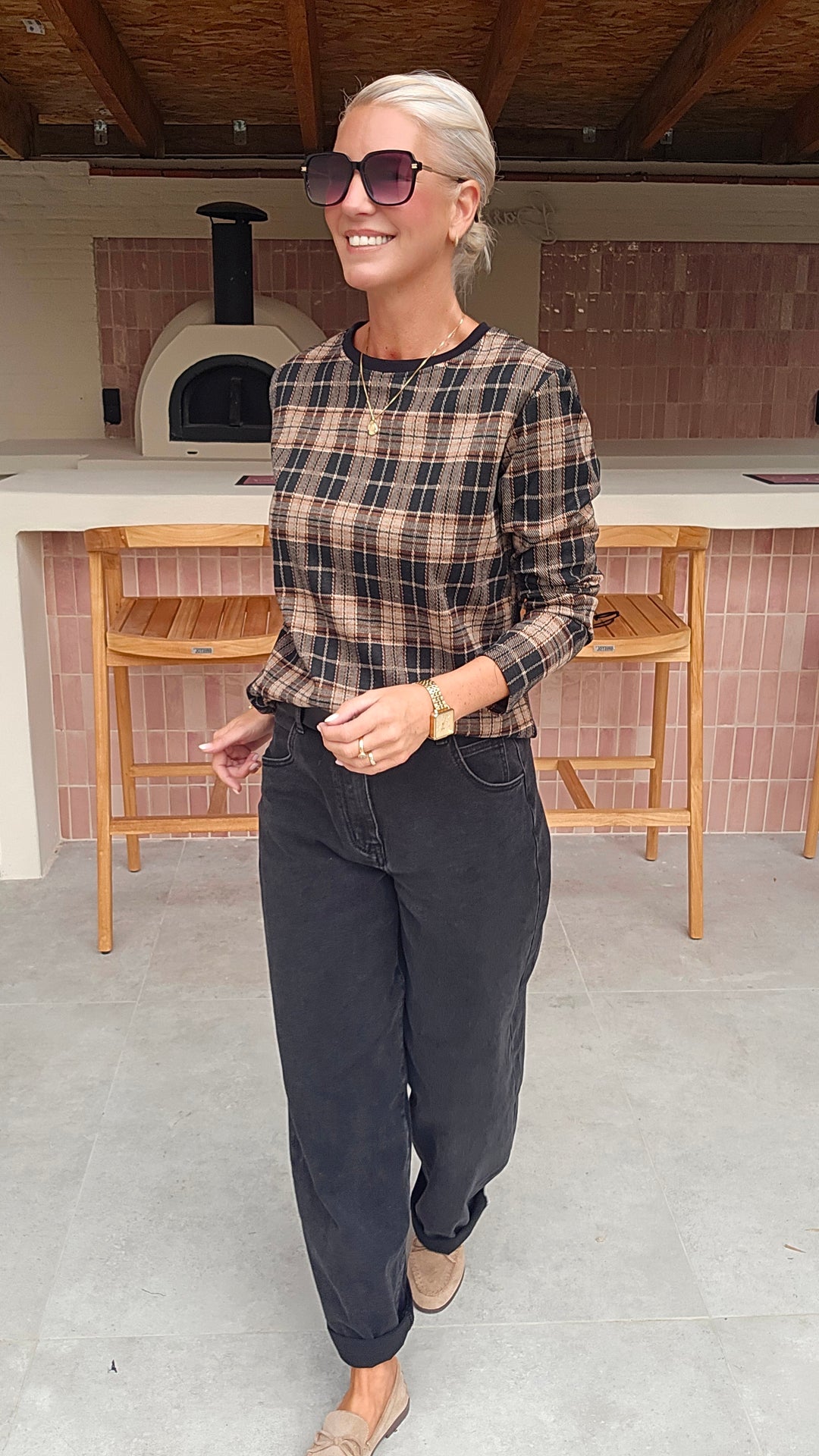 DAPHNE checked longsleeve black