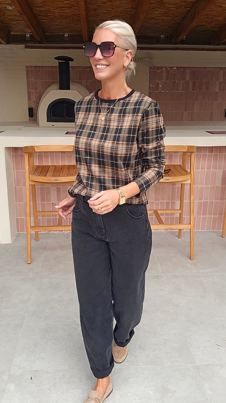DAPHNE checked longsleeve black