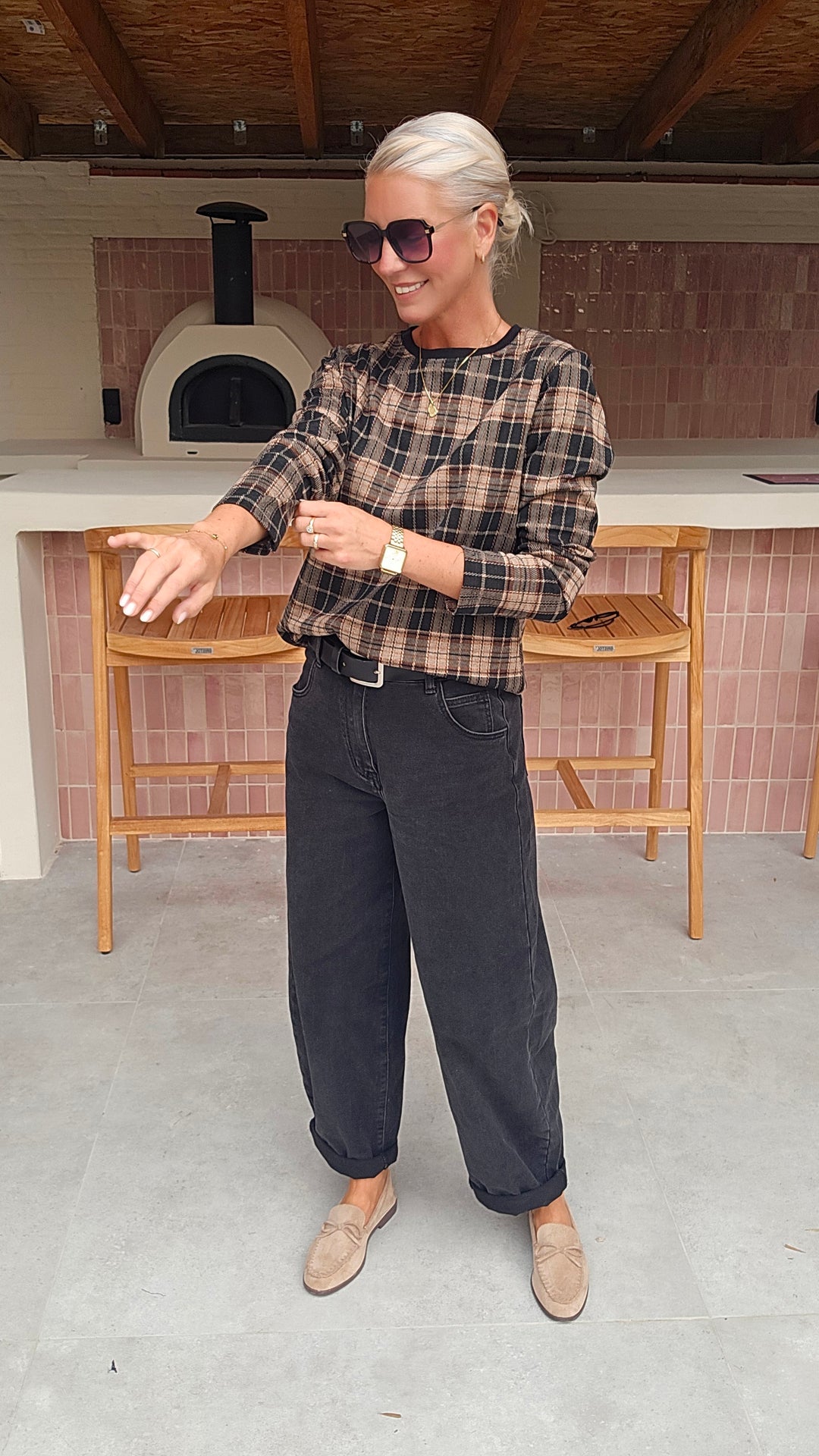DAPHNE checked longsleeve black