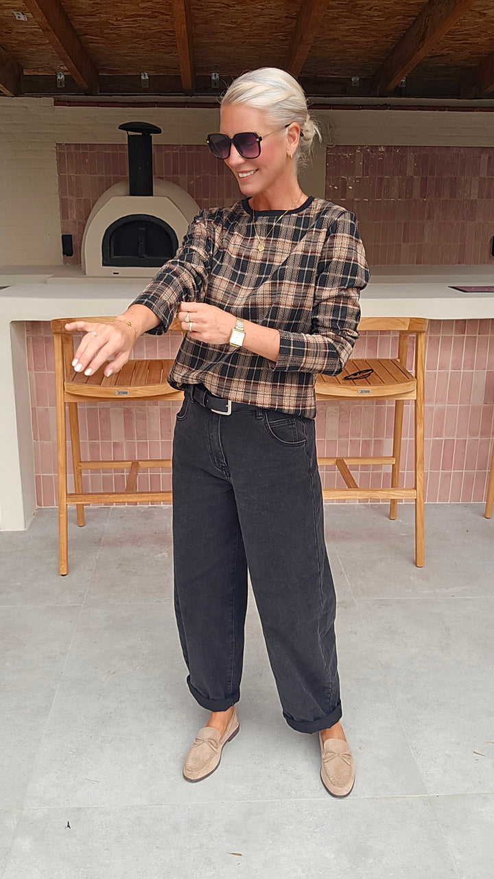 DAPHNE checked longsleeve black