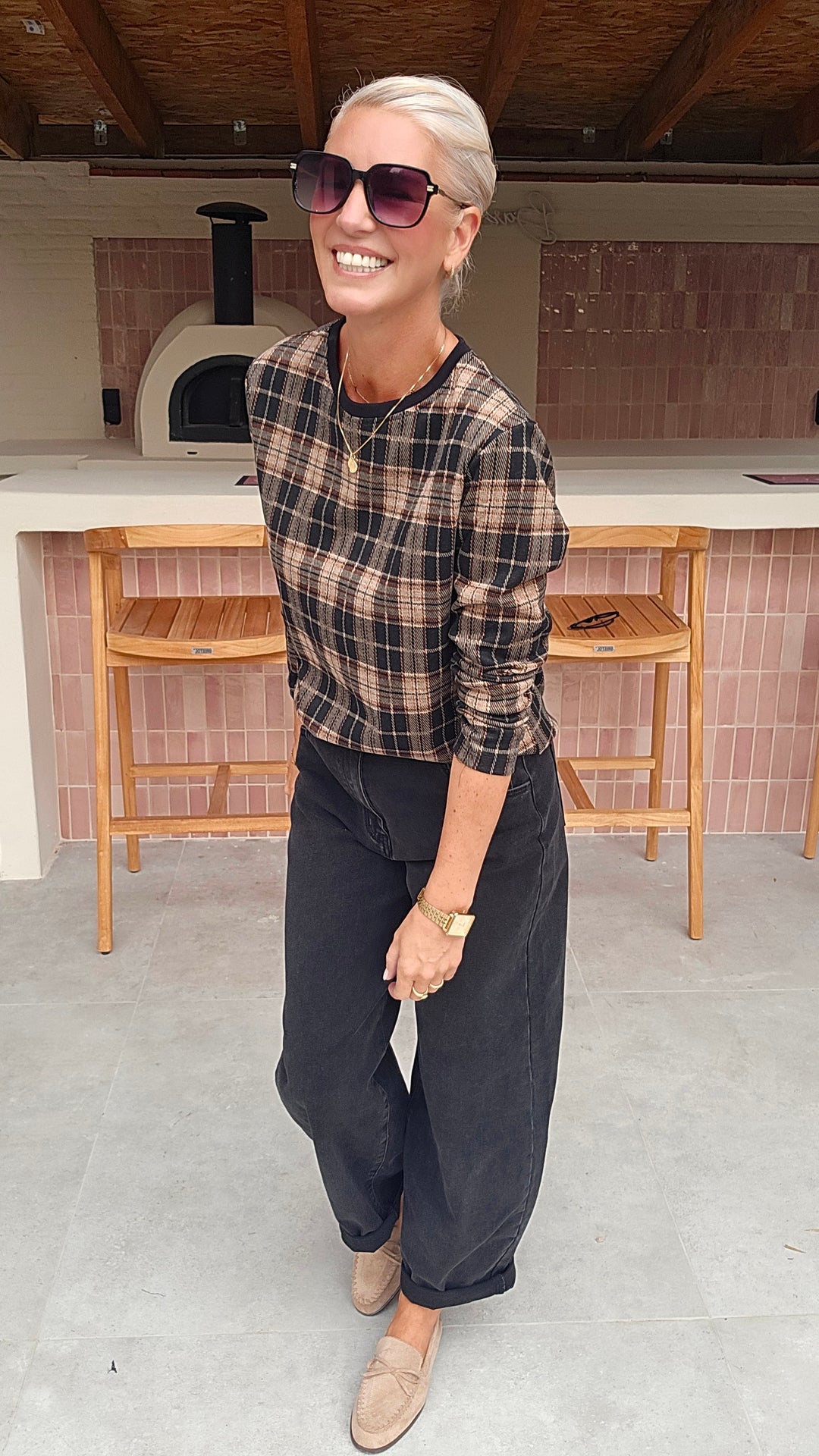 DAPHNE checked longsleeve black