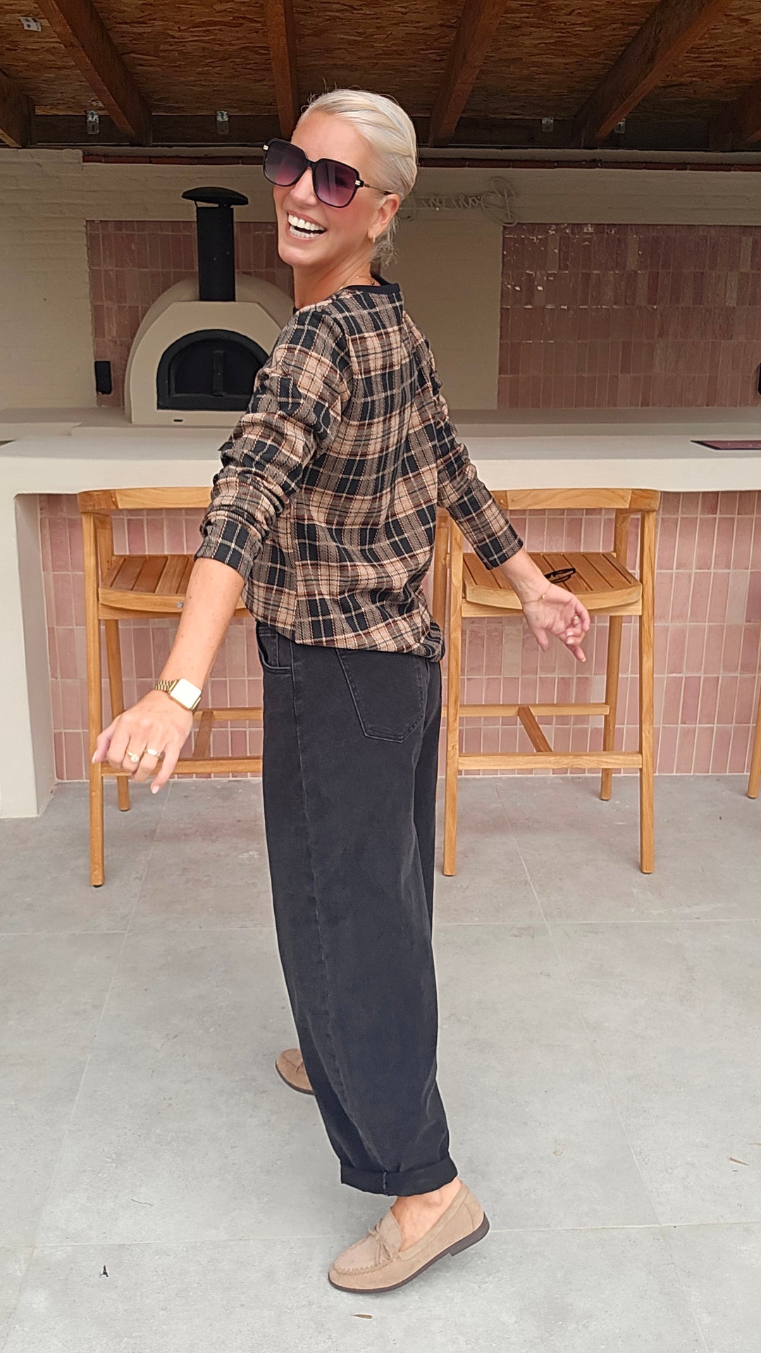 DAPHNE checked longsleeve black
