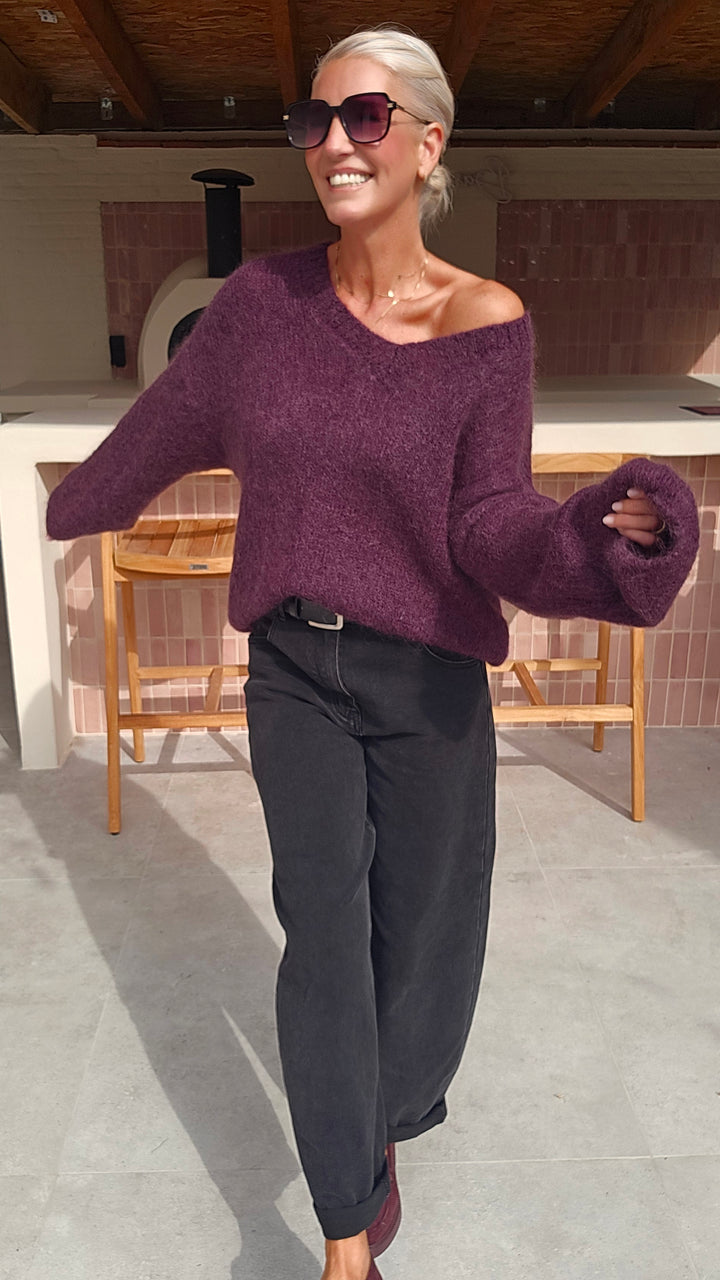 GIGI mohair knit plum