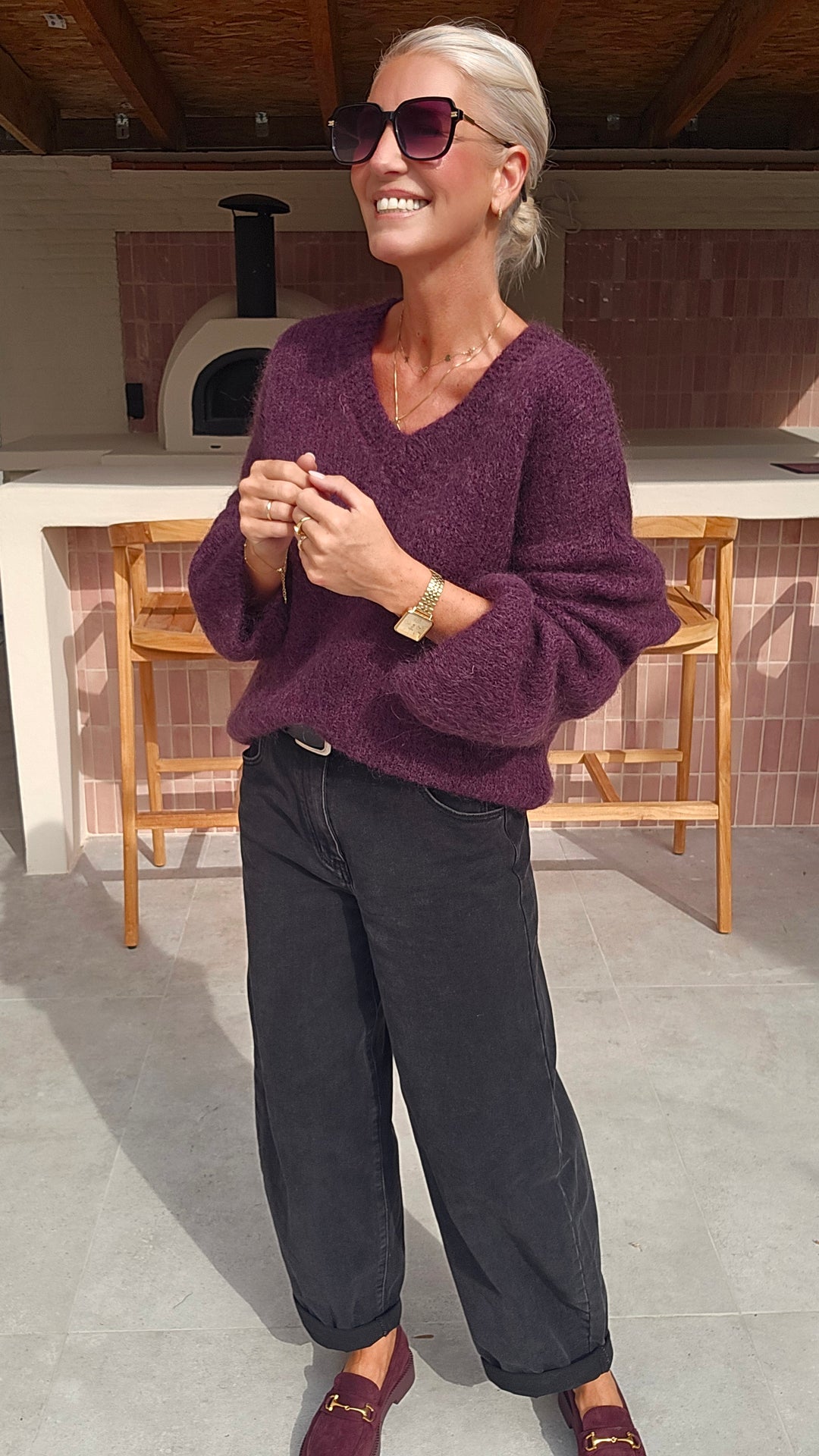 GIGI mohair knit plum