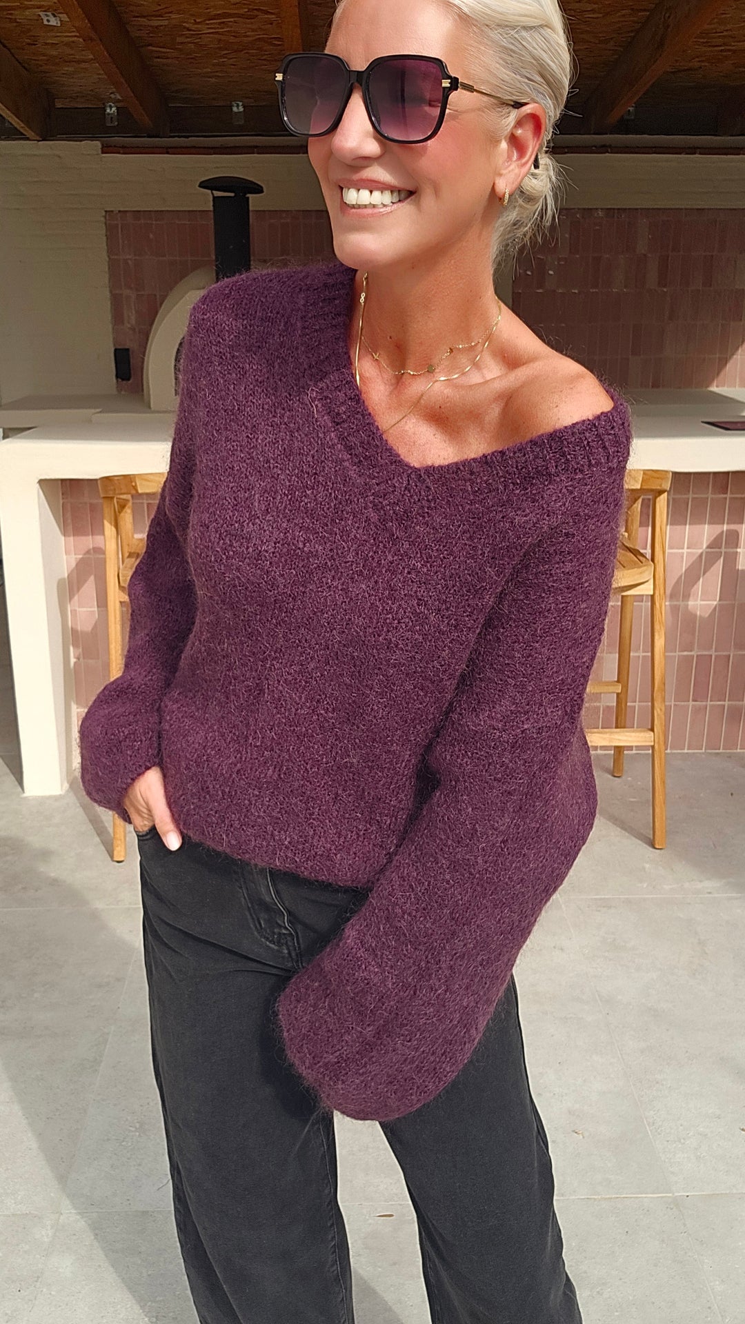 GIGI mohair knit plum