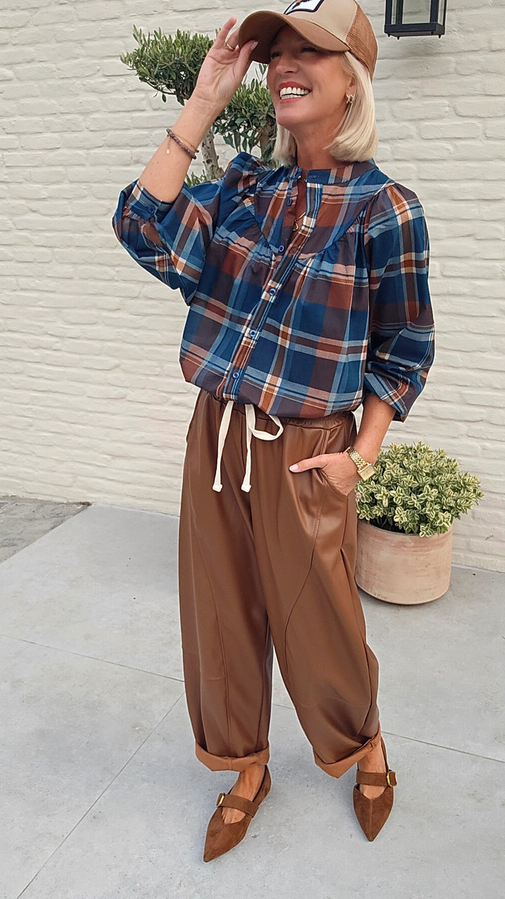 FENNE faux leather balloon pants camel