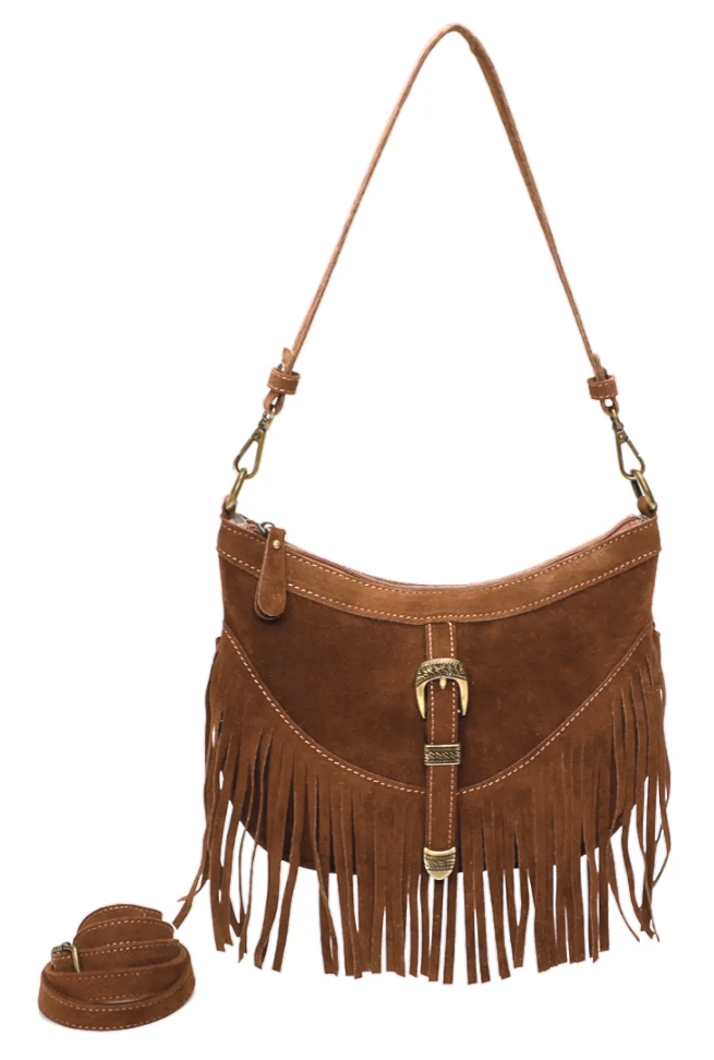FRANNE fringe bag camel