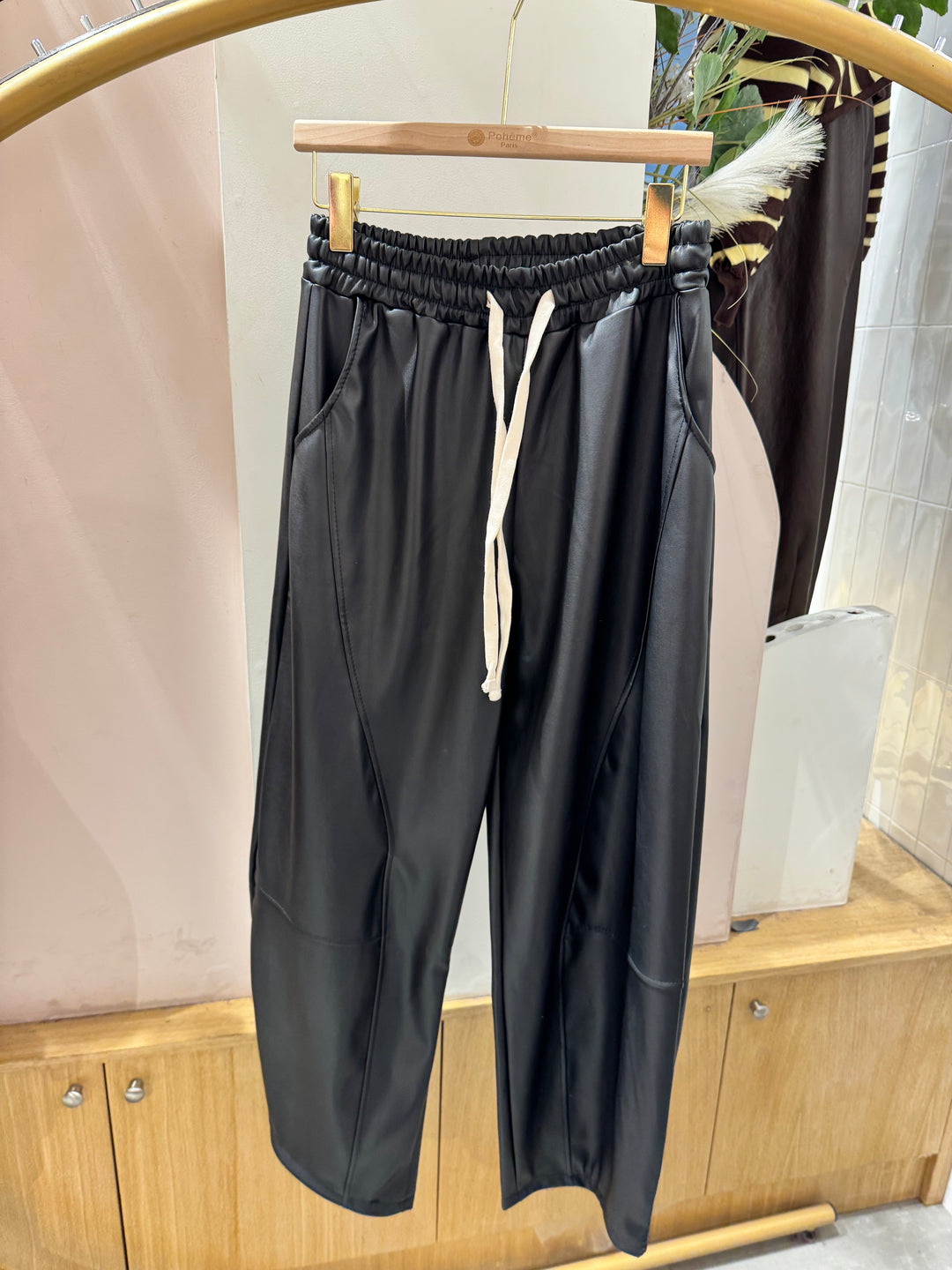 FENNE faux leather balloon pants black