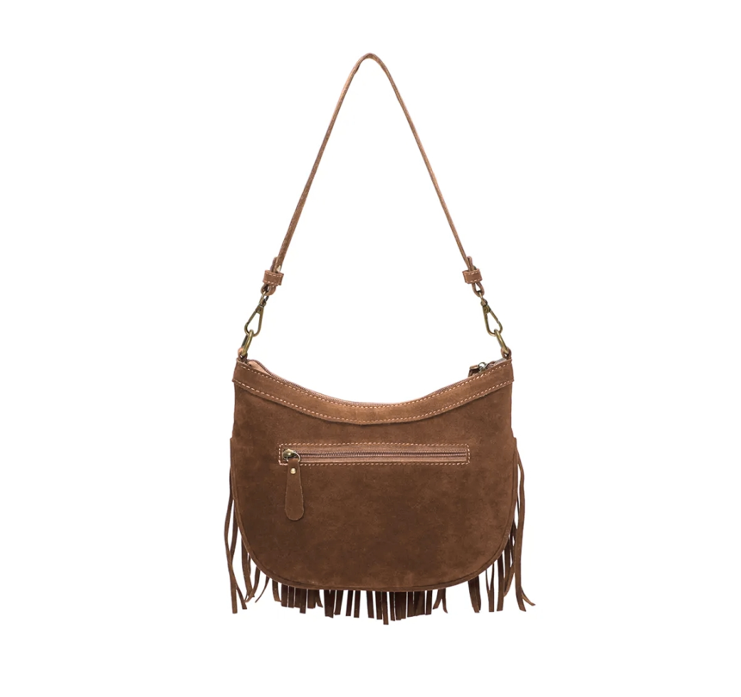 FRANNE fringe bag camel