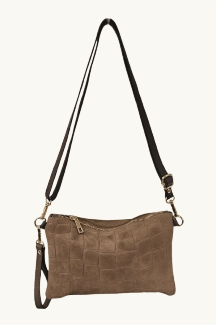 CROCO suede clutch