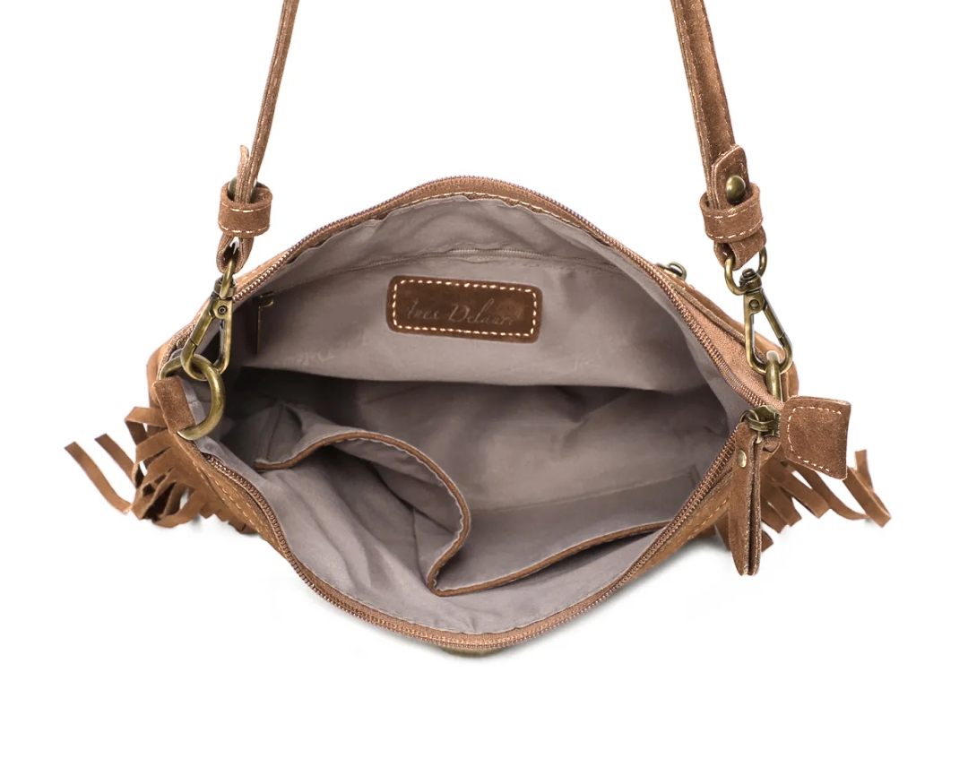 FRANNE fringe bag camel
