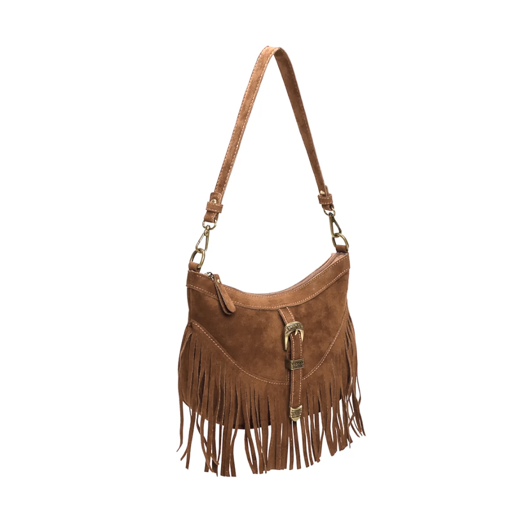 FRANNE fringe bag camel