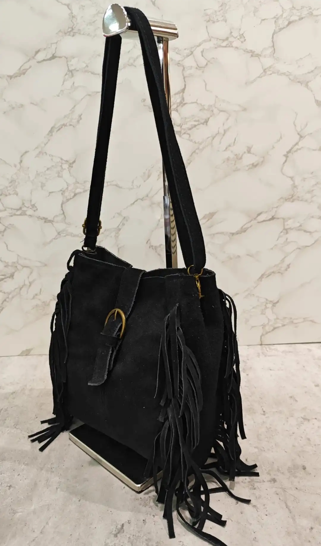 FIONA fringe bag black