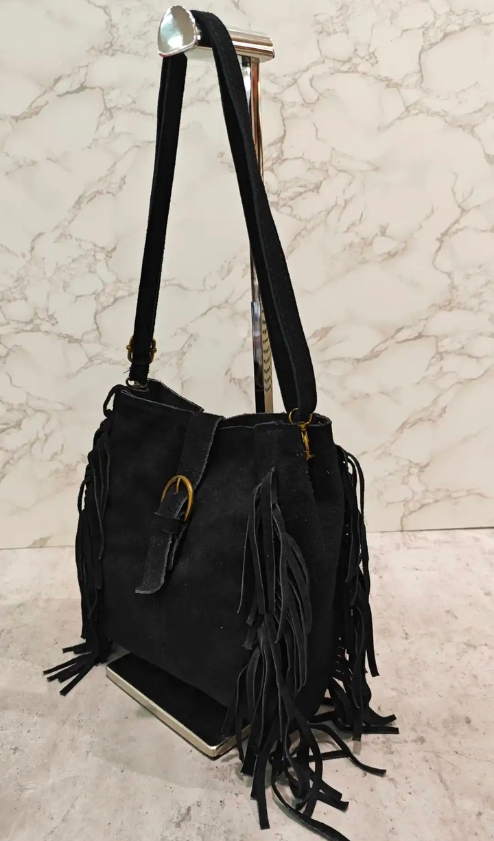 FIONA fringe bag black
