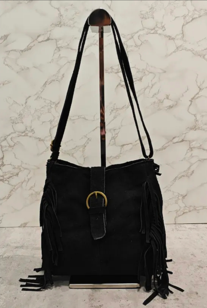 FIONA fringe bag black