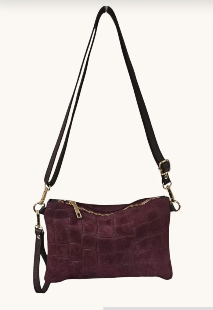 CROCO suede clutch